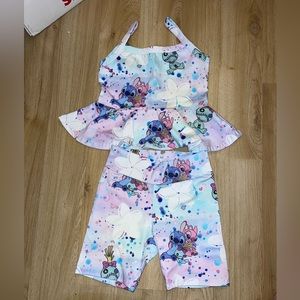 NWOT BOUTIQUE WILD RICH KIDS WRK DISNEY LILO STITCH PEPLUM BIKER SET RARE 5/6